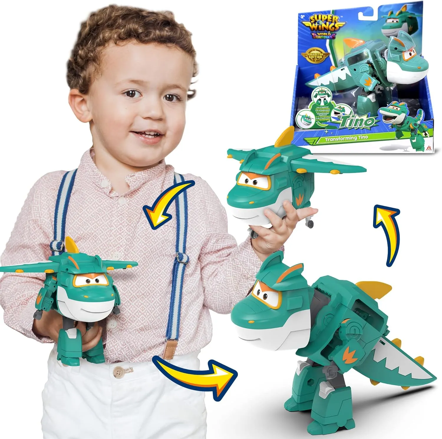Super Wings 5 in Transformable Toys Tino, Transforming Airplane Robot for Boys and Girls, Action Figures Dinosaur Toy for Kids Age 3 4 5 6 7 8 9 