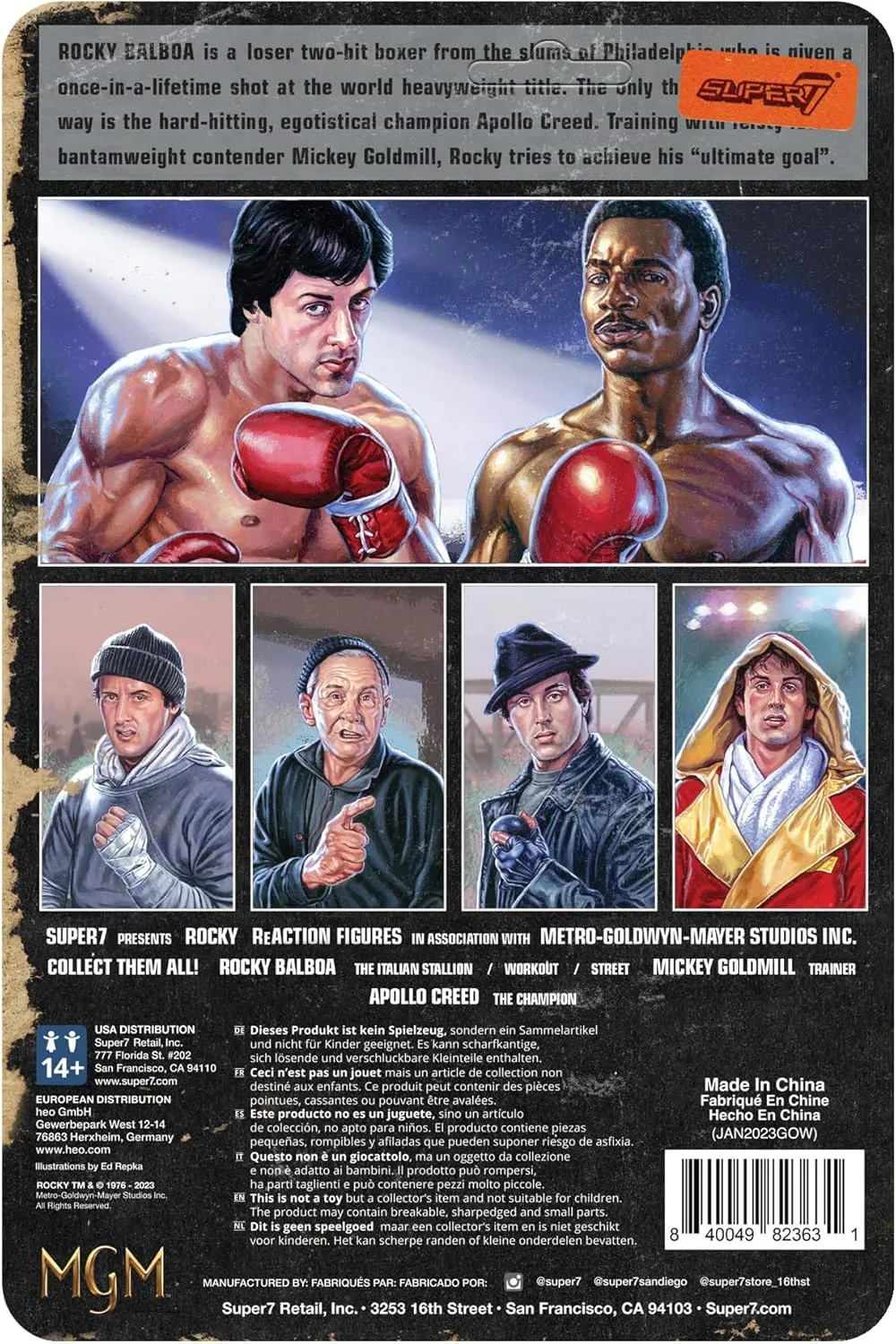 Super7 Rocky Balboa (Street) - 3.75" Rocky Action Figure with Accessories Classic Movie Collectibles and Retro Toys