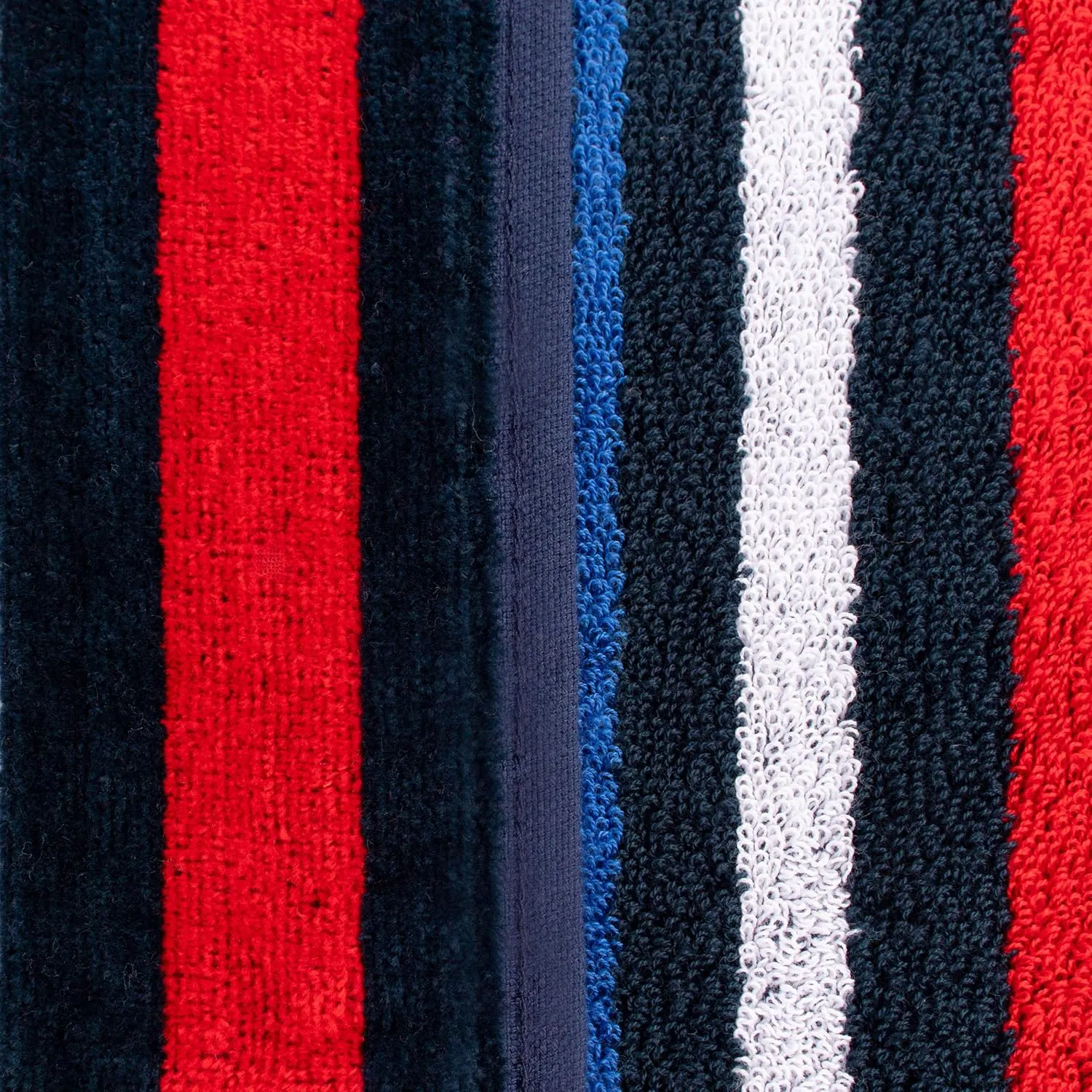 Superior Cotton Striped Beach Towel Set for Kids, Adults, Travel, Pool, Shower, Quick Dry, Swimming, Vacation, Camping, Bathroom, Absorbent, Nautical Collection, 34" x 64", Navy Blue/Red, 2 Piece