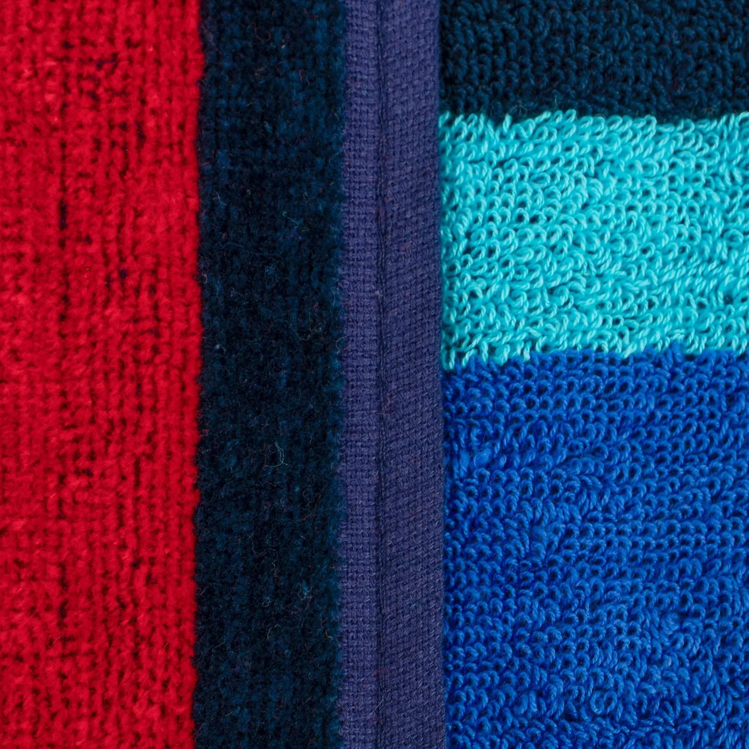 Superior Cotton Striped Beach Towel Set for Kids, Adults, Travel, Pool, Shower, Quick Dry, Swimming, Vacation, Camping, Bathroom, Absorbent, Nautical Collection, 34" x 64", Navy Blue/Red, 2 Piece