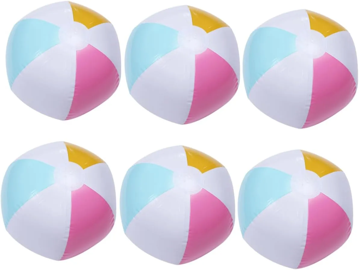 SUPVOX 6Pcs Colorful Inflatable Beach Balls Bouncy Pool Supplies for Parties and Fun for Adults Enjoying Beach Pool Activities