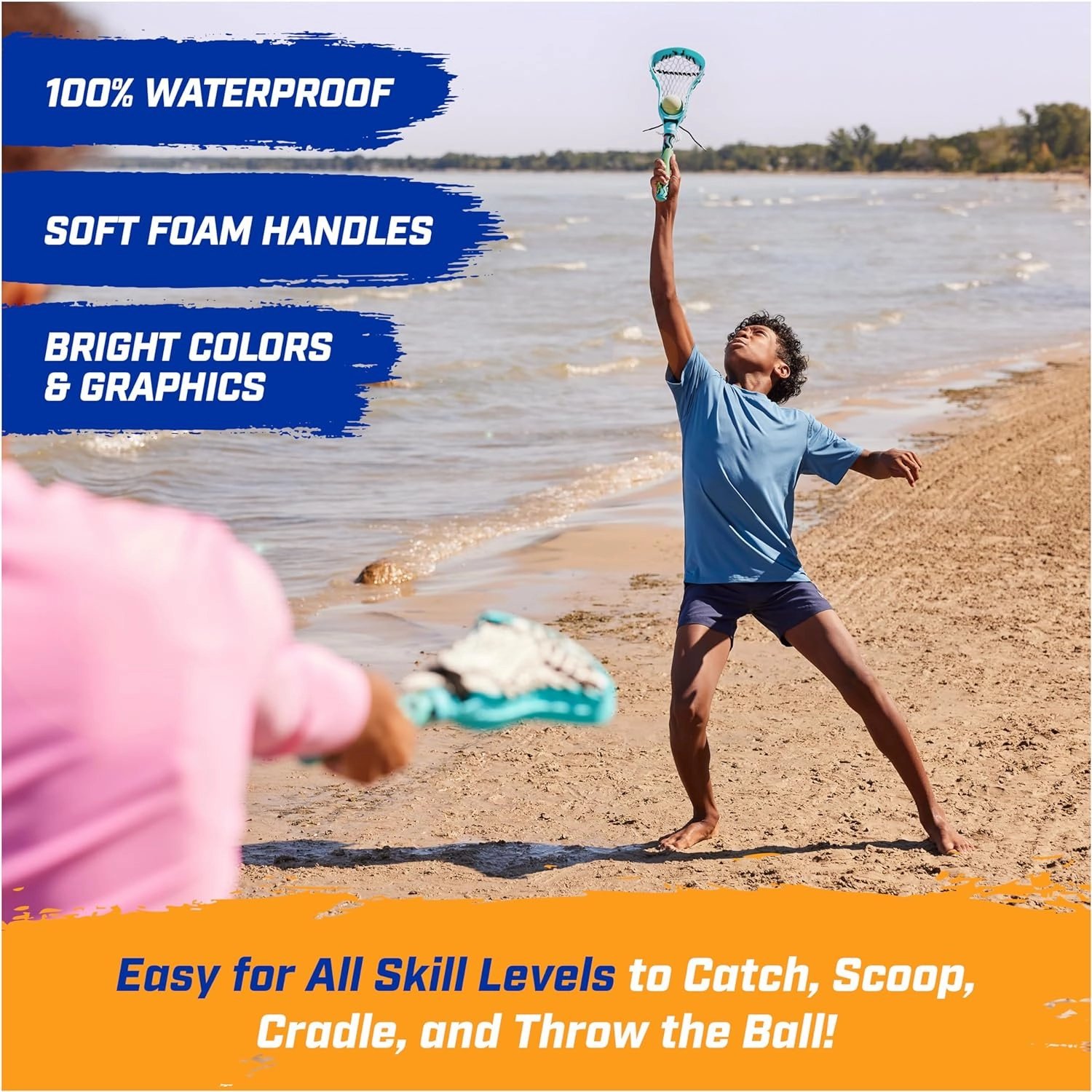SwimWays Hydro Lacrosse, Blue, Outdoor Games for Adults & Kids, Swimming Pool Accessories and Pool Party Games, Blue