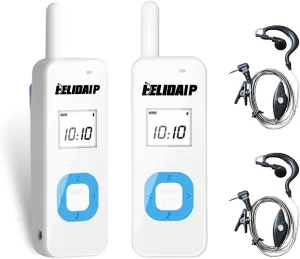 T-M1 Super Mini Walkie Talkies, Rechargeable Two Way Radio with Earpieces for Adults, Long Range Walkie Talkie for Skiing, Hiking, Outdoor Sport, Restaurants,Hospital,Supermarket,White 2 Pack