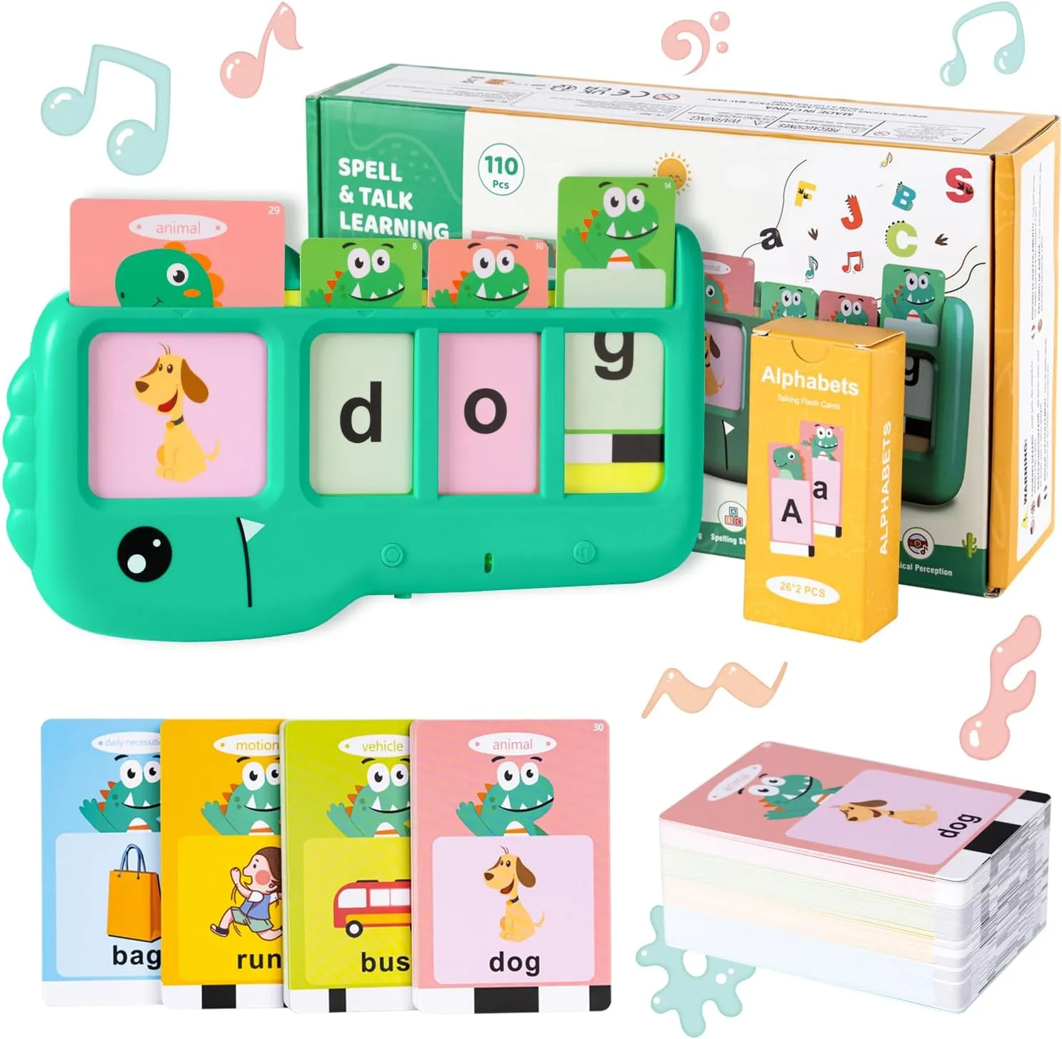 Talking Flash Cards for Toddlers 2-8: Alphabet Learning & Spelling Games with 224 Sight Words - Montessori Sensory Toys for Preschool Boys & Girls, Speech Therapy Toys for Kids with Autism, Ideal Gift