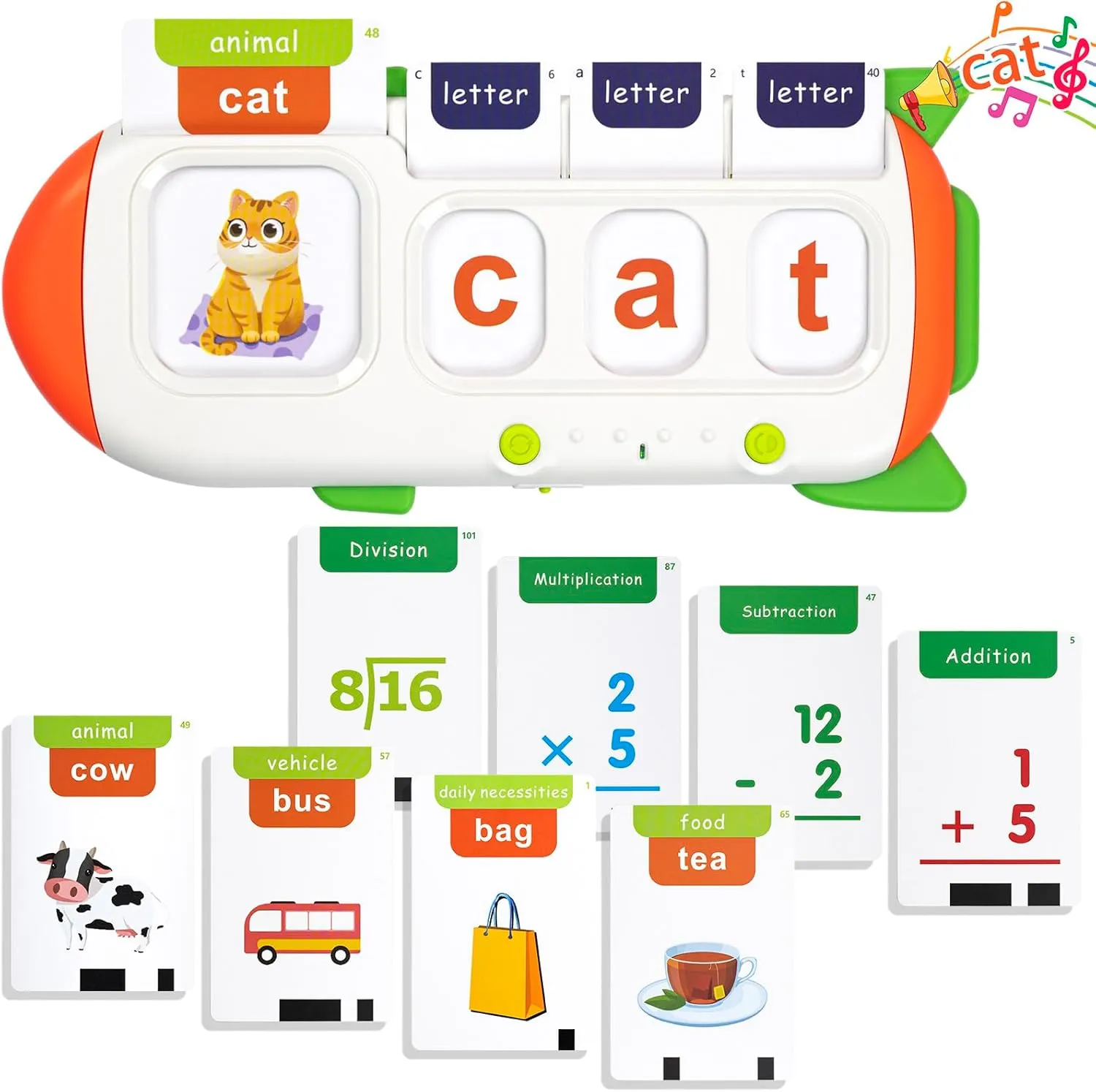 Talking Flash Cards for Toddlers, CVC Word Games with 106 Sight Words, Math Flash Cards for Kids, Alphabet, Montessori Learning Toys for 3  Years Old