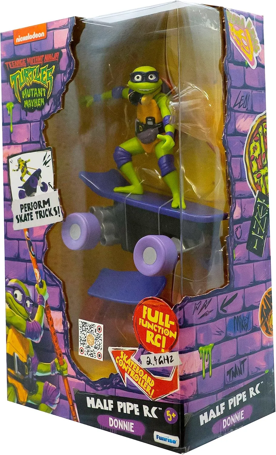 Teenage Mutant Ninja Turtles Toy, Donatello Half Pipe RC Skate Vehicle, Mutant Mayhem Remote Control TMNT Toy for Kids, Ages 3 