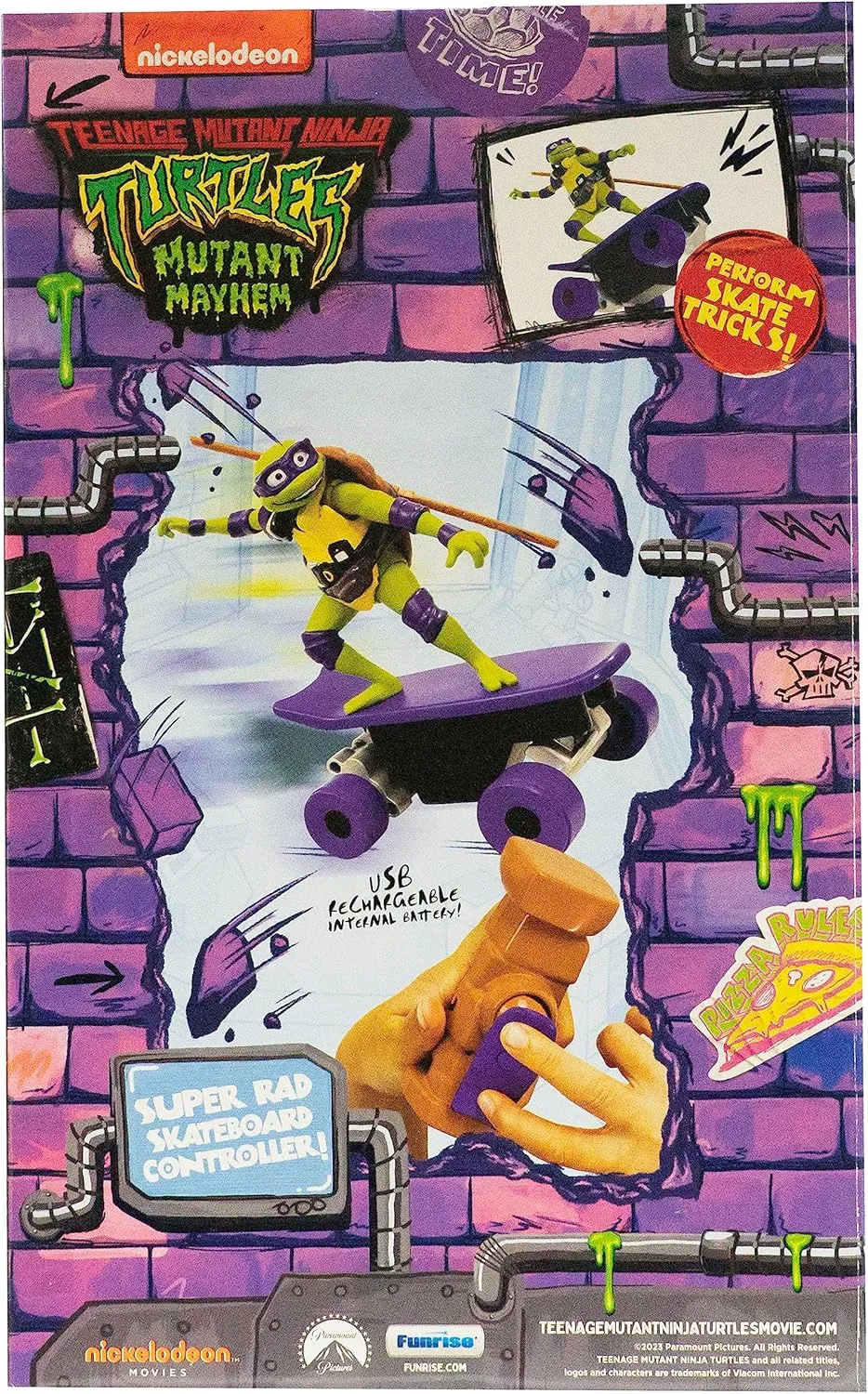 Teenage Mutant Ninja Turtles Toy, Donatello Half Pipe RC Skate Vehicle, Mutant Mayhem Remote Control TMNT Toy for Kids, Ages 3 