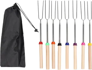Telescoping Marshmallow Roasting Sticks Kit Extendable Smores Skewers Camping Fire Pit