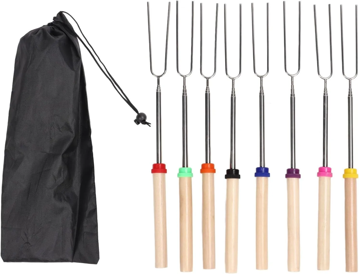 Telescoping Marshmallow Roasting Sticks Kit Extendable Smores Skewers Camping Fire Pit