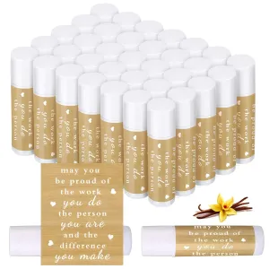 Thank You Gifts for Coworker Lip Balm Bulk Set Inspirational Appreciation Gifts Leaving Farewell Gifts Vanilla Ingredients Lips Care Products for Friends Teacher Worker Employee(72 Pcs)