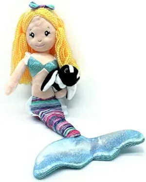 The Petting Zoo Mermaid Doll with Penguin Stuffed Animal- Great Gifts for Girls, Mermaid Plush Doll with Penguin Plush Toy, 17 inch (Blonde)
