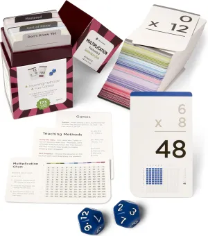 Think Tank Scholar 173 Multiplication Flash Cards   2 Math Dice (Award Winning) All Facts 0-12 Answer on Back, for Kids in 2ND, 3RD, 4TH, 5TH, 6TH Grade Class or Homeschool - Games & Chart