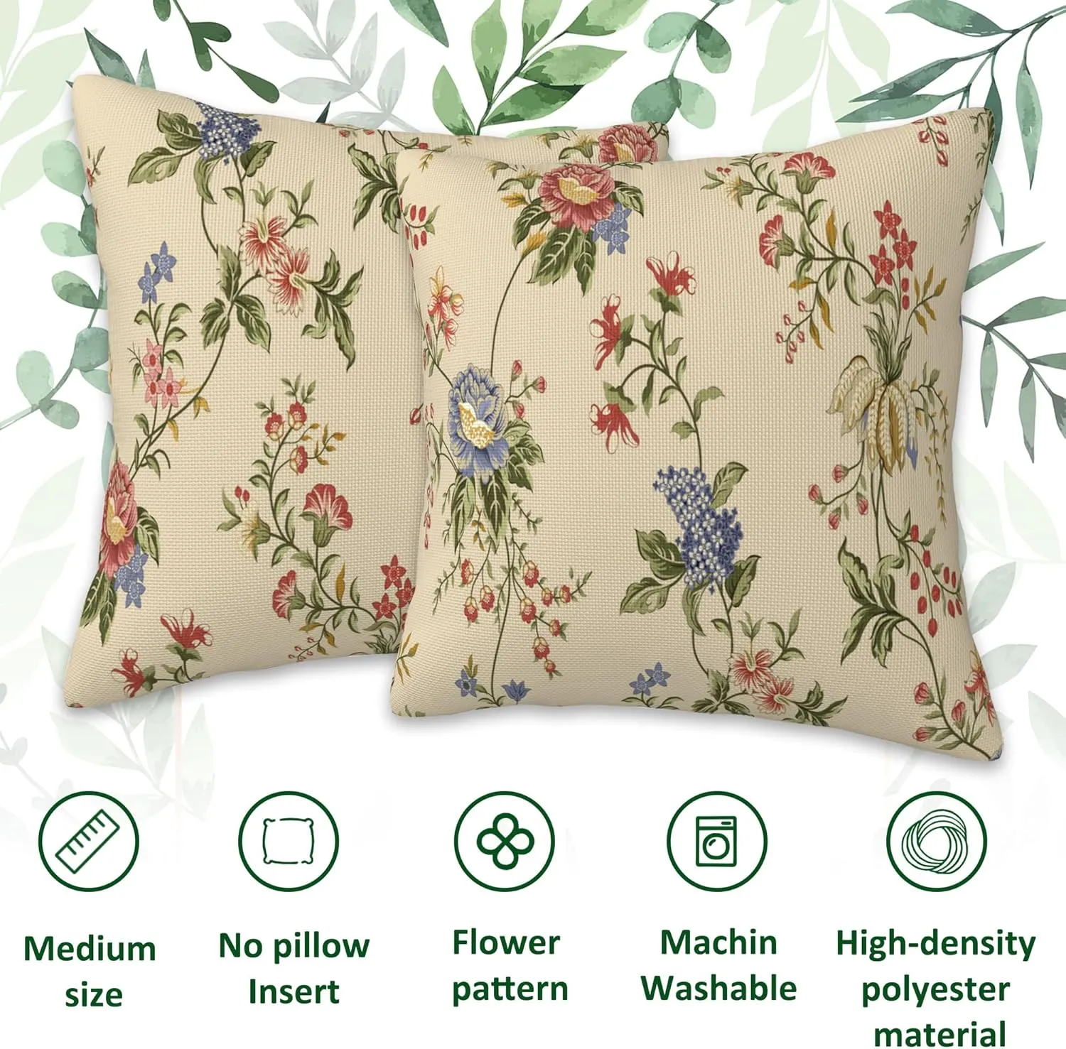 Throw Pillow Cover Case Beautiful Exotic Flowers Pillow Covers 18x18 Inch Set of 2,Soft Decorative Throw Pillow Case for Living Room Bedroom Sofa Couch Cushion Covers