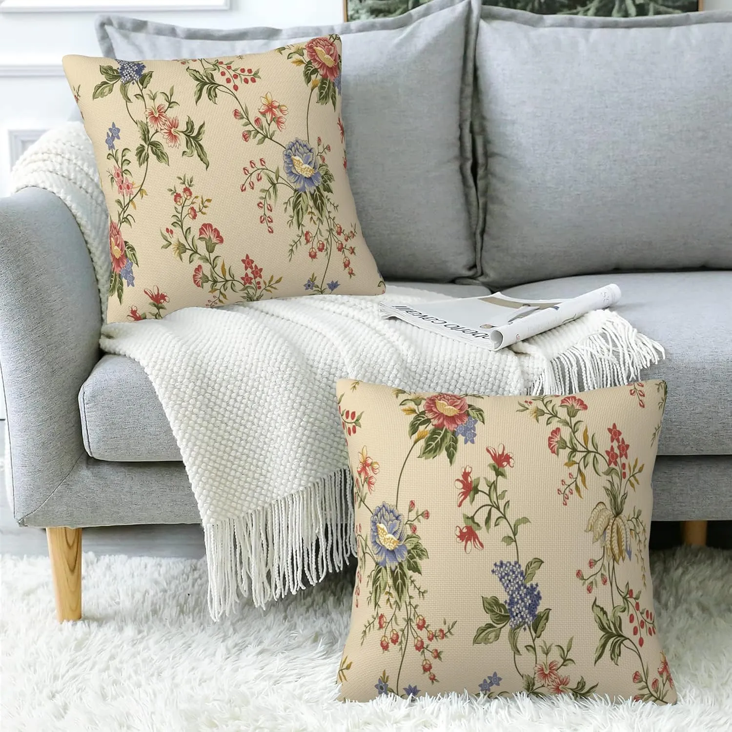 Throw Pillow Cover Case Beautiful Exotic Flowers Pillow Covers 18x18 Inch Set of 2,Soft Decorative Throw Pillow Case for Living Room Bedroom Sofa Couch Cushion Covers