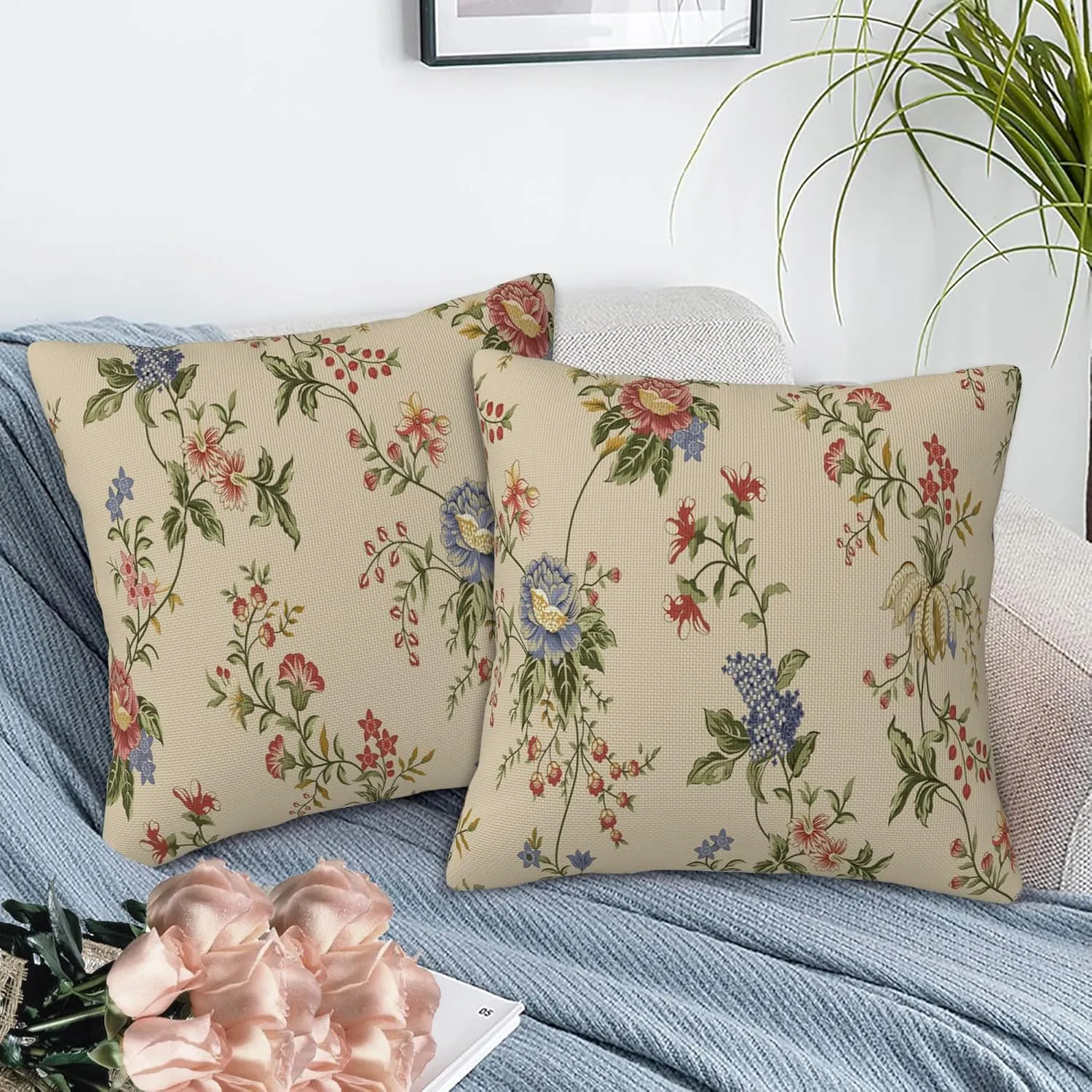 Throw Pillow Cover Case Beautiful Exotic Flowers Pillow Covers 18x18 Inch Set of 2,Soft Decorative Throw Pillow Case for Living Room Bedroom Sofa Couch Cushion Covers