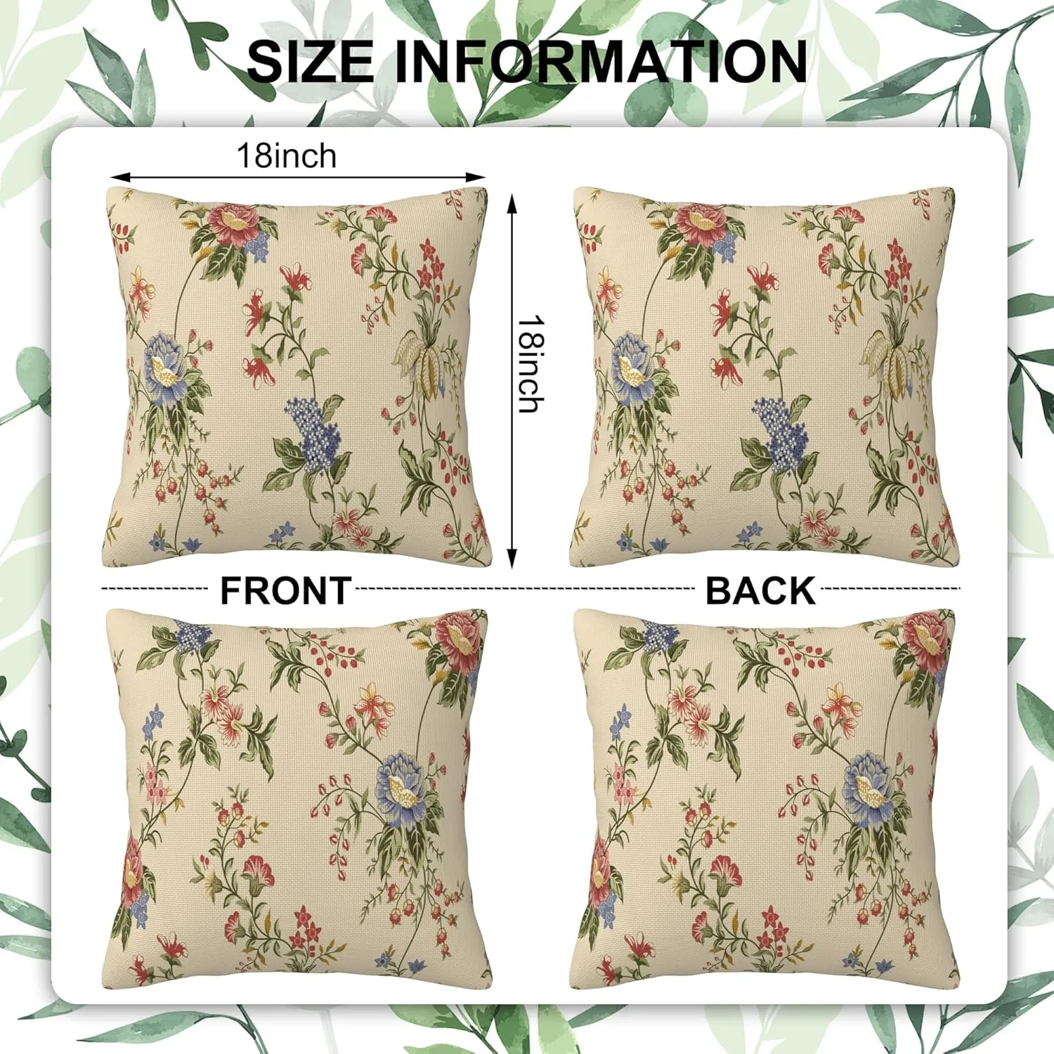 Throw Pillow Cover Case Beautiful Exotic Flowers Pillow Covers 18x18 Inch Set of 2,Soft Decorative Throw Pillow Case for Living Room Bedroom Sofa Couch Cushion Covers