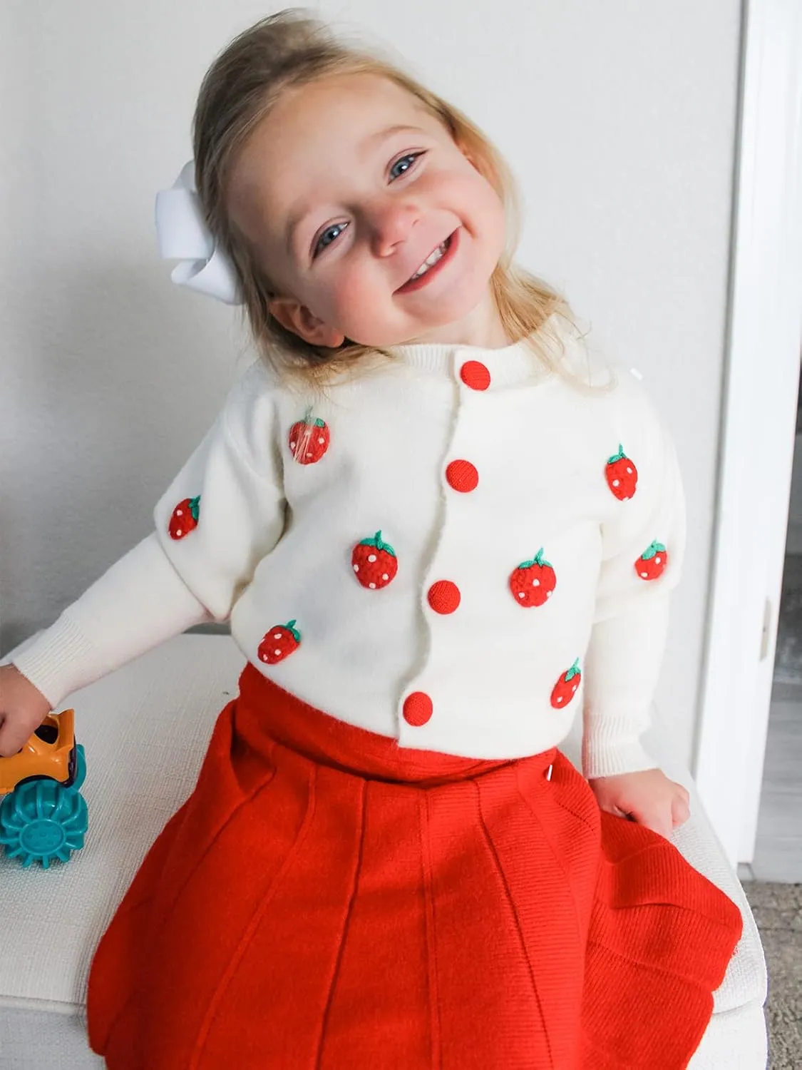 Toddler Baby Girls Fall Outfits Long Sleeve Knitted Sweater Tops Pleated Mini Skirt Set Autumn Winter Clothes Set