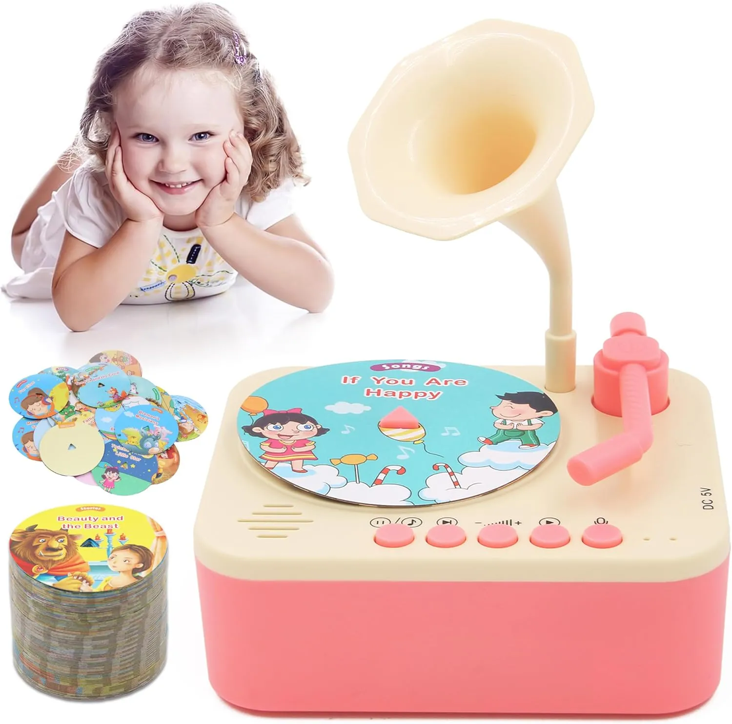 Toddler Phonograph with 99 Cards, Kids Record Player, Story & Music Player, Toddler Music Player, Educational Phonograph for Boys and Girls Age 3 , Kids Toys for Early Learning , Age 3 