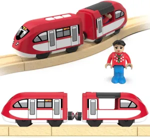 TOPLIVING Battery Operated Locomotive Train (Magnetic Connection) - Powerful Engine Bullet Train Compatible with Thomas, Brio, Chuggington