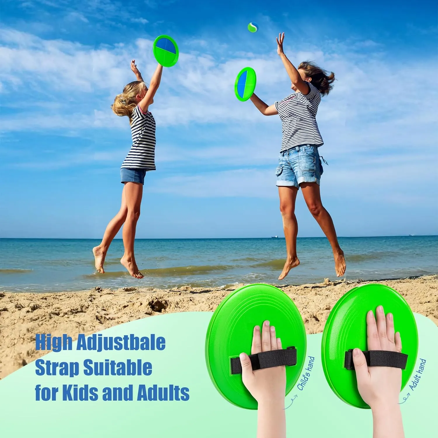 Toss and Catch Ball Set - Indoor Outdoor Toys for Kids Games - Outside Yard Pool Beach Toys for 3 4 5 6 7 8  Years Old Boys Girls - Classic Birthday Gift - 4 Pack Green