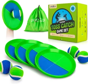 Toss and Catch Ball Set - Indoor Outdoor Toys for Kids Games - Outside Yard Pool Beach Toys for 3 4 5 6 7 8  Years Old Boys Girls - Classic Birthday Gift - 4 Pack Green