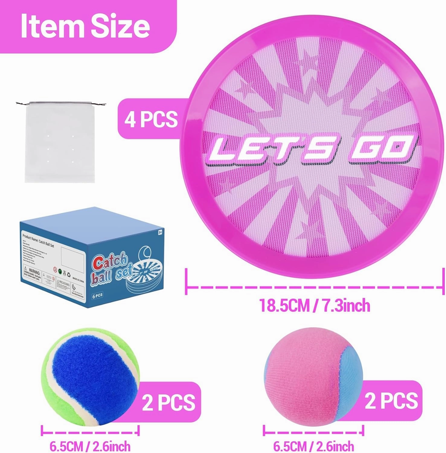 Toss and Catch Ball Set with 6 Paddles 6 Balls, Outdoor Toys for Kids Beach Toy Pool Toys Outdoor Yard Games for 3 4 5 6 7 8 9 10 Year Old Boys Girls, Ideal Gifts for Kids Age 3 
