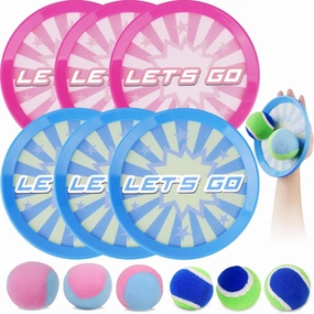 Toss and Catch Ball Set with 6 Paddles 6 Balls, Outdoor Toys for Kids Beach Toy Pool Toys Outdoor Yard Games for 3 4 5 6 7 8 9 10 Year Old Boys Girls, Ideal Gifts for Kids Age 3 