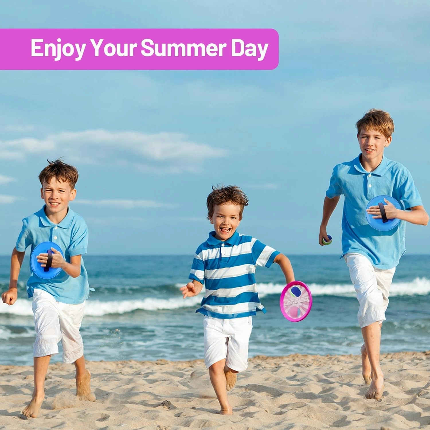 Toss and Catch Ball Set with 6 Paddles 6 Balls, Outdoor Toys for Kids Beach Toy Pool Toys Outdoor Yard Games for 3 4 5 6 7 8 9 10 Year Old Boys Girls, Ideal Gifts for Kids Age 3 