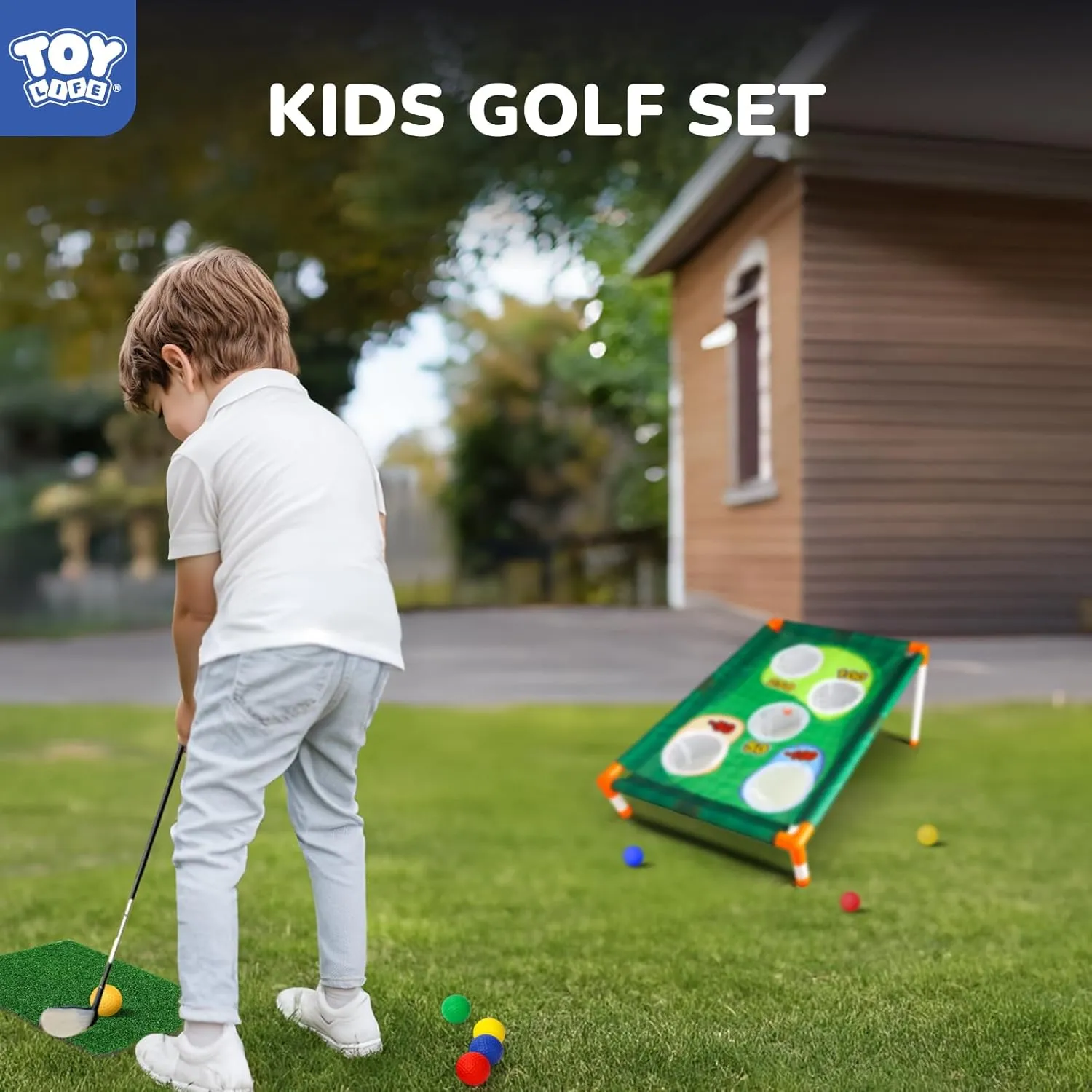 TOY Life Golf Cornhole Game Golf Corn Hole Set Chipping Golf Game Adults Kids Backyard Golf Game Golf Yard Corn Hole Game Golf Training Equipment Chipping Outdoor Indoor Golf (NO Club Included)