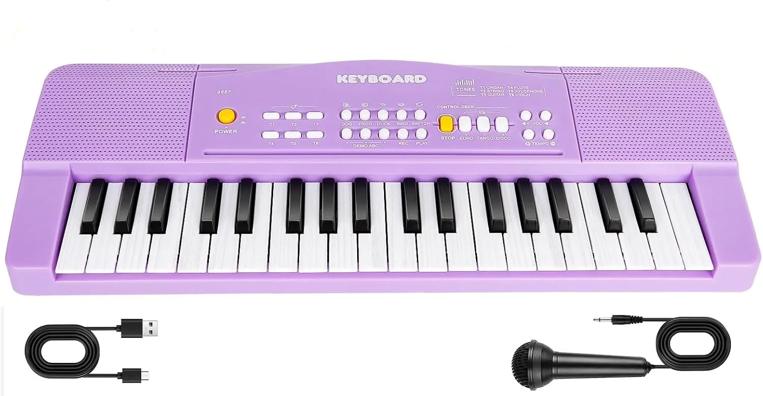 Toy Piano for Kids Pianos Keyboard Toy for 3 4 5 6 7 8 Year Old Girls Boys Beginners Electric Keyboards with Microphone Toys for 3  Year Old Gifts (Purple)