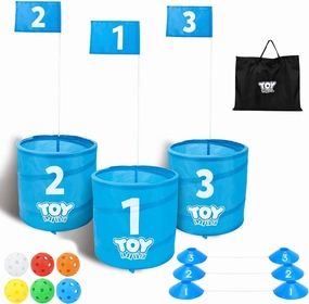 TOY Life Golf Bucket Game, Backyard Golf Game for Adults Family Kids, Portable 3 Holes Golf Course with Balls and Flag, Outdoor Indoor Backyard Golf Game Golf Gifts for Beach, Yard, Camping and Lawn