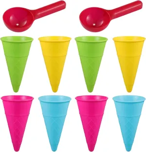 TOYANDONA 10pcs Plastic Ice Cream Cones Scoop Cones Beach Toy Kids Sand Mold Set Seaside Play Sand Toys for Outdoor Beach Toys Set(Random Color)