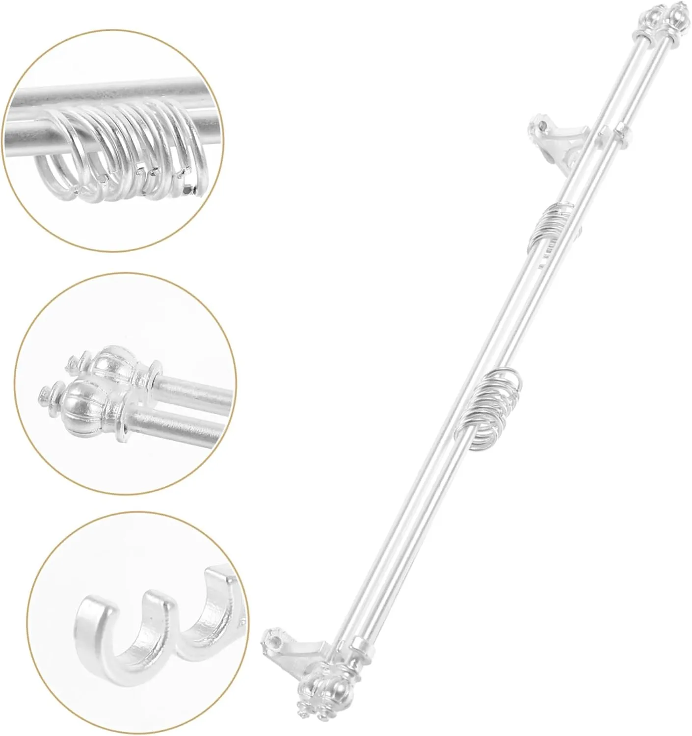 TOYANDONA 5 Sets Dollhouse Mini Curtain Pole White Rod Set Decorative Mini Tool Toy Models