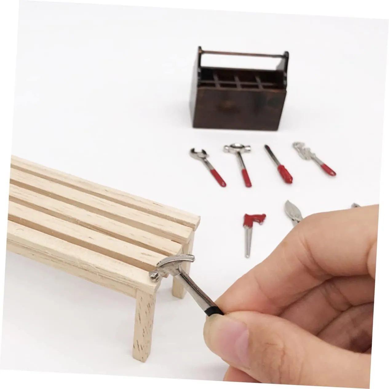 TOYANDONA 6sets Mini House Toolbox Suit Model Decor Mini Scene Matching Model for Dollhouse Crafts Light Brown Realistic Design for Miniature Decoration and Scene Layout