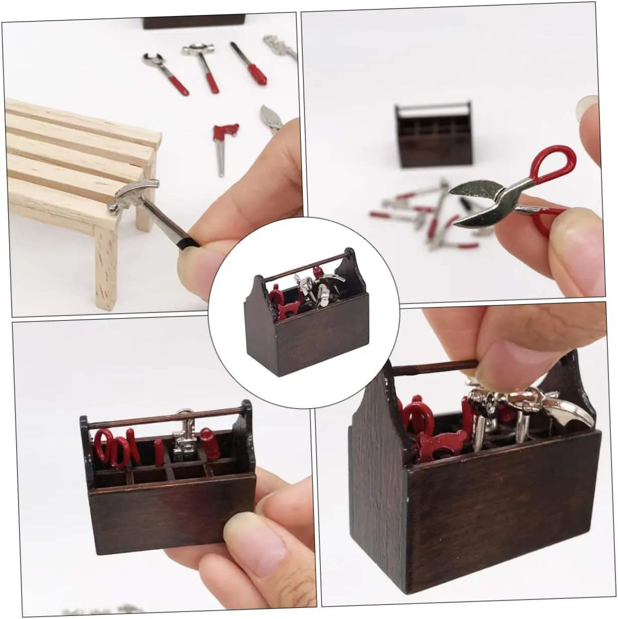TOYANDONA 6sets Mini House Toolbox Suit Model Decor Mini Scene Matching Model for Dollhouse Crafts Light Brown Realistic Design for Miniature Decoration and Scene Layout