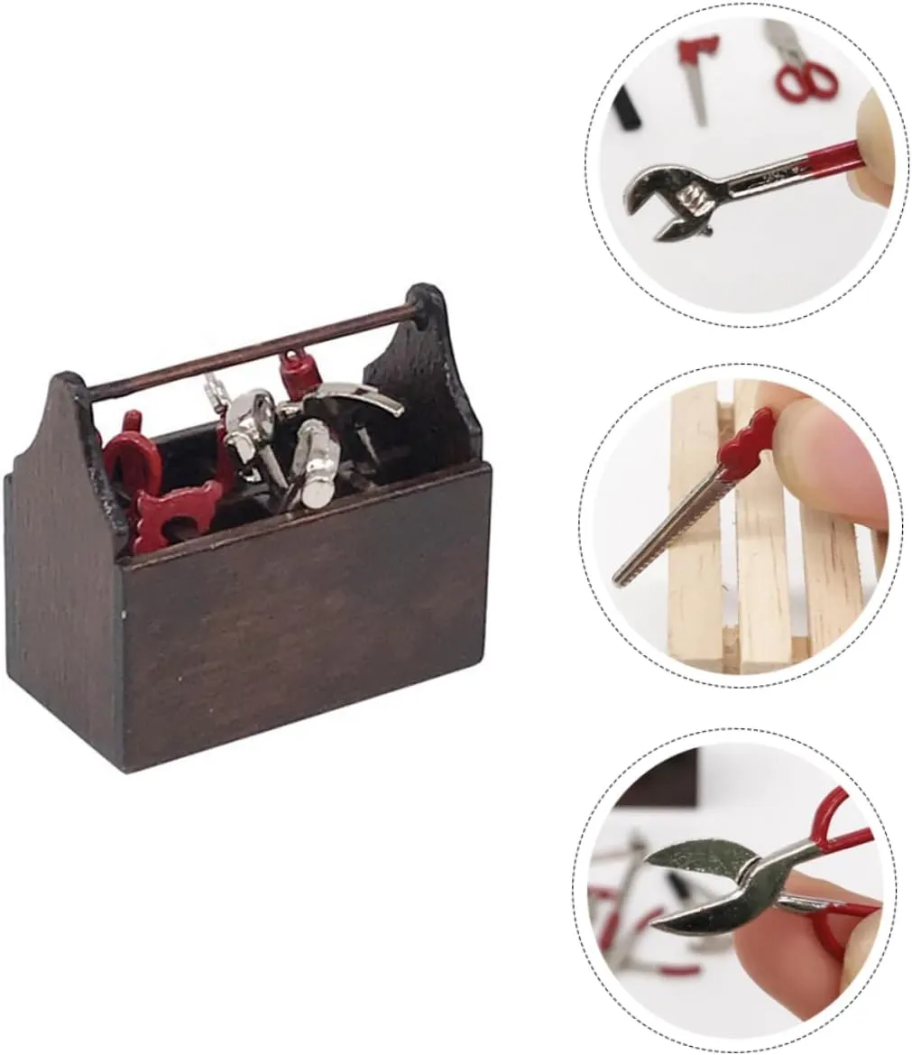 TOYANDONA 6sets Mini House Toolbox Suit Model Decor Mini Scene Matching Model for Dollhouse Crafts Light Brown Realistic Design for Miniature Decoration and Scene Layout