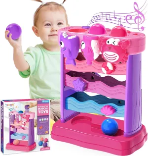 Toys for 1 2 3 Years Old, Interactive Feeding Toy with Music, Montessori Toys for Boy Girl, Musical Cause and Effect Game for 12  Months, Christmas Birthday Gifts for Baby Toddlers Age 1-3