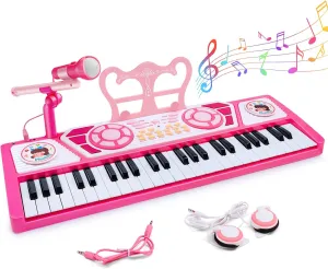 Toys for 3  Year Old Girls Gift: 49 Keys Kids Piano Keyboard Multifunctional Educational Musical Instrument Toy with Microphone, Earphone, Dual Speakers, Birthday and Xmas Gifts for 3  Girls Toys