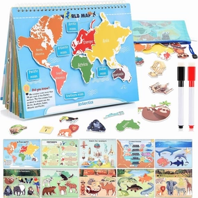 Toys for 3-8, Geography Busy Book Sensory Toys for Boys 3-6 Educational Toy for Kids Boy 4-9 Preschool Learning Activities Homeschool Birthday Gift for Girls and Boys Ages 5-7