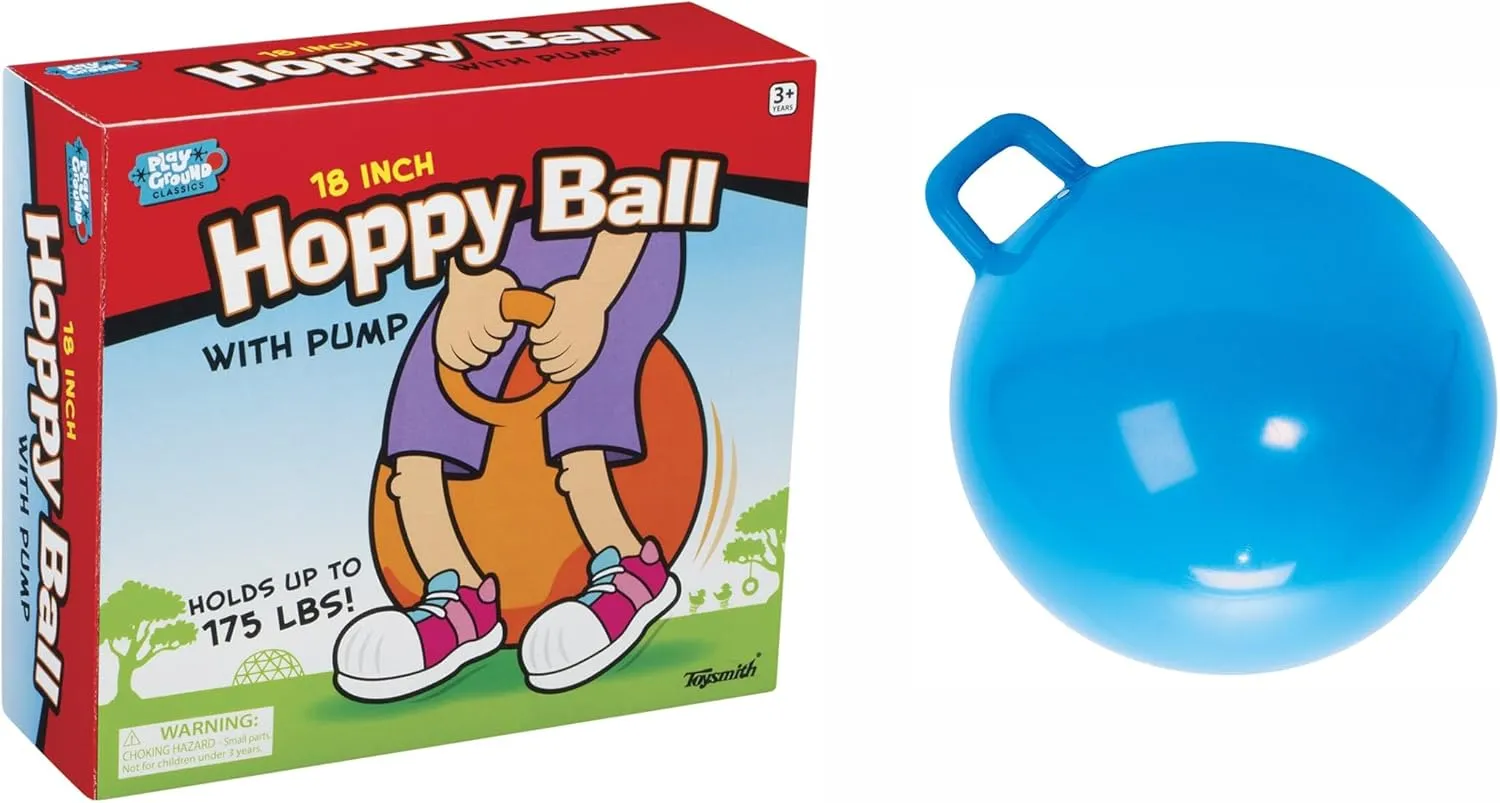 Toysmith Playground Classics, Hoppy Ball, 18" Ride-On Bounce Ball, For Boys & Girls Ages 3  , Blue