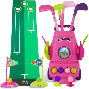 ToyVelt Toddler Golf Set - Kids Golf Clubs with 6 Balls, 4 Golf Sticks, 2 Practice Holes and a Putting Mat - Promotes Physical & Mental Development, Ideal Toddler and Kids Golf Set Gift for Boys 2-10