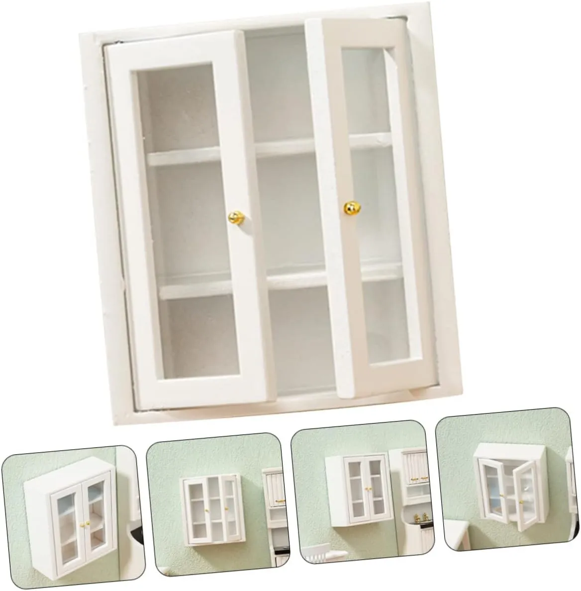 Toyvian 2pcs Scale Dollhouse Bathroom Hanging Cabinet Micro Furniture Decor for Mini House Display for DIY Projects and Creative Interiors