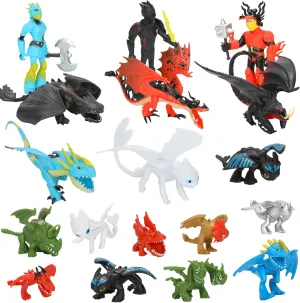 Train The Dragon Action Figures - Different Dragon Figurines Kids Toys for Birthday Party Favors Cupcake Toppers and Piñatas (Multicolor)