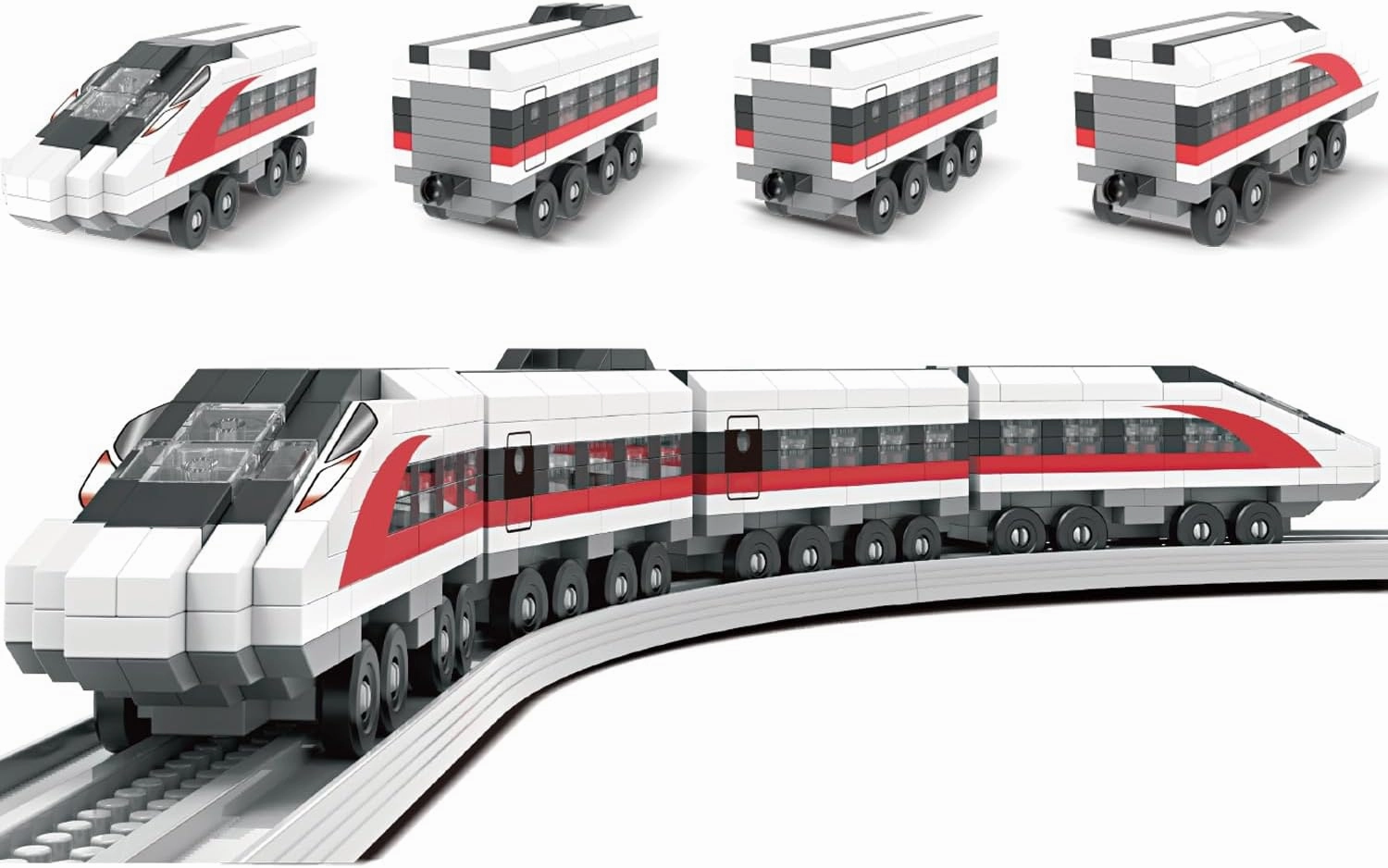 Train Building Blocks Sets STEM Model Toys Building Mini Bricks Kits with Train Tracks DIY Construction Educational Gift 500pieces for 8  Kids (High Speed Railway)