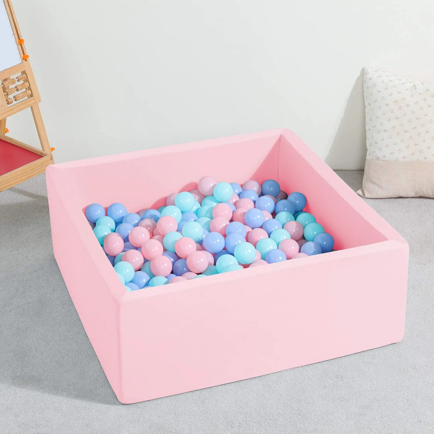 TRENDBOX Ball Pit Kids Ball Pit Memory Foam Ball Pit Square Ball Pits for Toddlers Babies Ball Pit Balls NOT Included - Pink