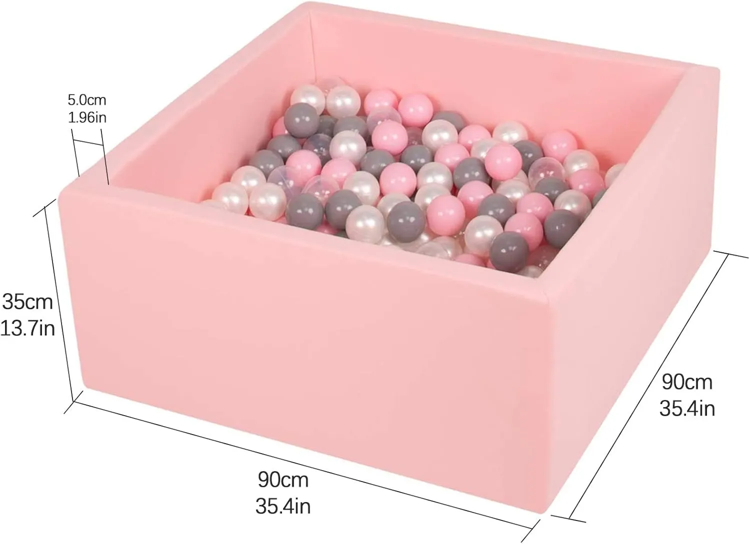TRENDBOX Ball Pit Kids Ball Pit Memory Foam Ball Pit Square Ball Pits for Toddlers Babies Ball Pit Balls NOT Included - Pink