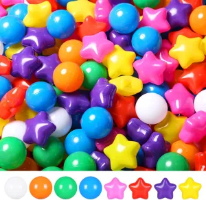 TRENDPLAY 50 Ball Pit Balls Stars Balls for Toddler Soft Play- BPA Free Colorful, Non-Toxic - Bulk Pack for Playrooms, Indoor/Outdoor Fun, and Sensory Play,Rainbow Colors