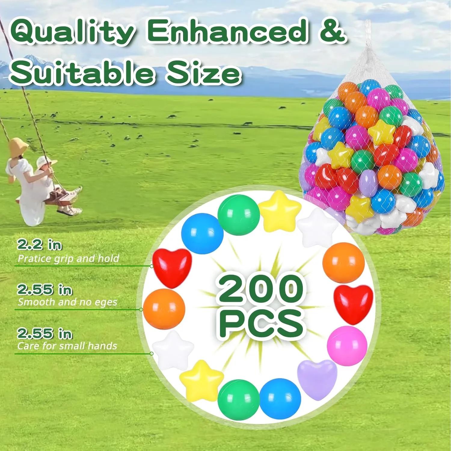 TRENDPLAY Ball Pit Balls Star and Heart Shapes for Toddlers - 50 100 200 500 Count Plastic Balls for Ball Pit Fun and Play