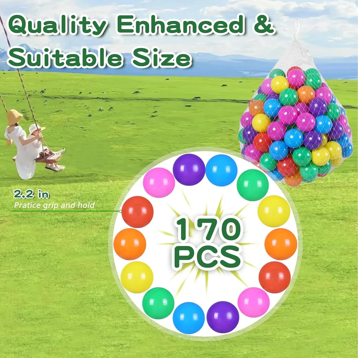 TRENDPLAY Plastic Balls for Ball Pits - Hollow Balls- Safe and Exciting Playtime - Perfect for Baby Pools, Birthday Party Decoration, 50 170 500