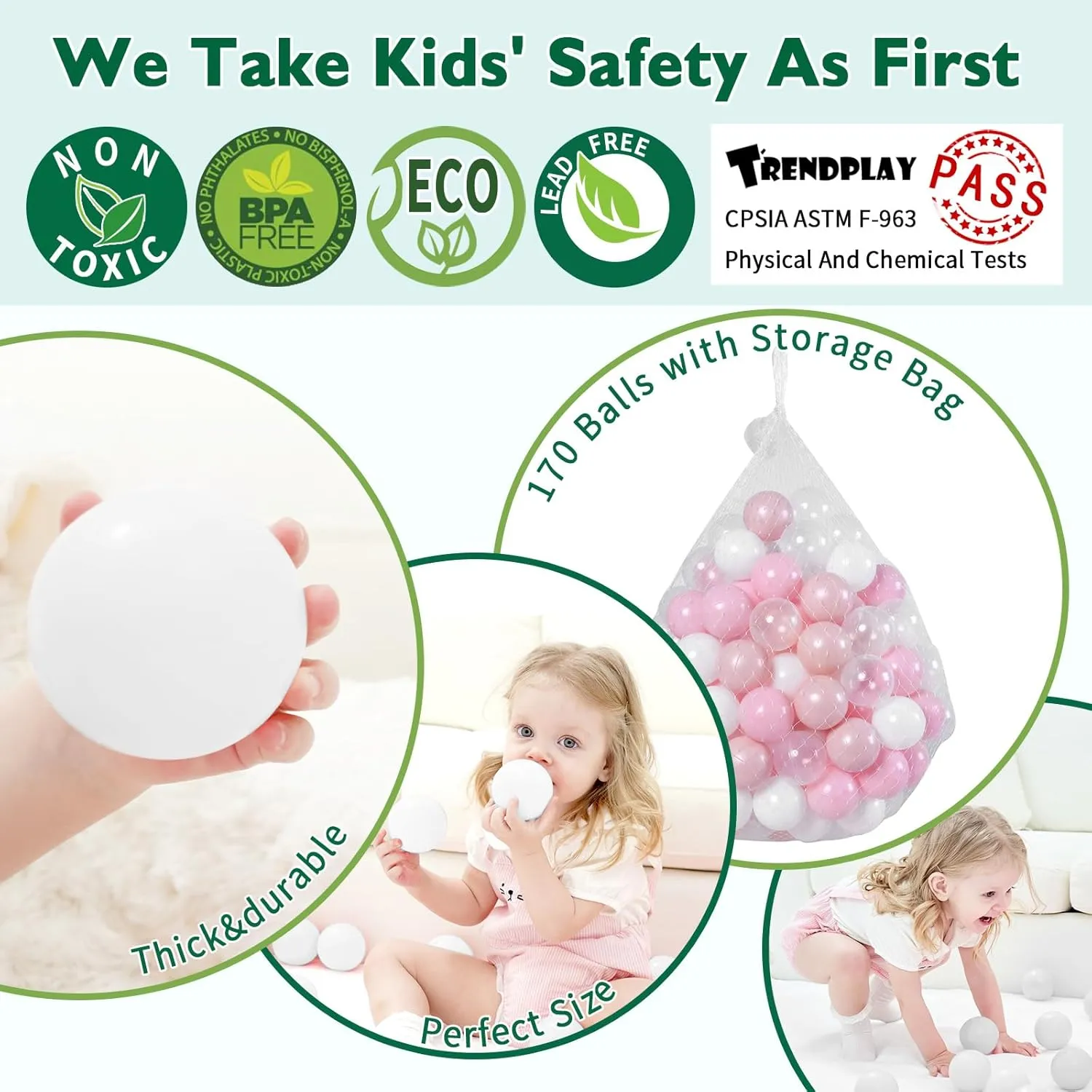 TRENDPLAY Plastic Balls for Ball Pits - Hollow Balls- Safe and Exciting Playtime - Perfect for Baby Pools, Birthday Party Decoration, 50 170 500